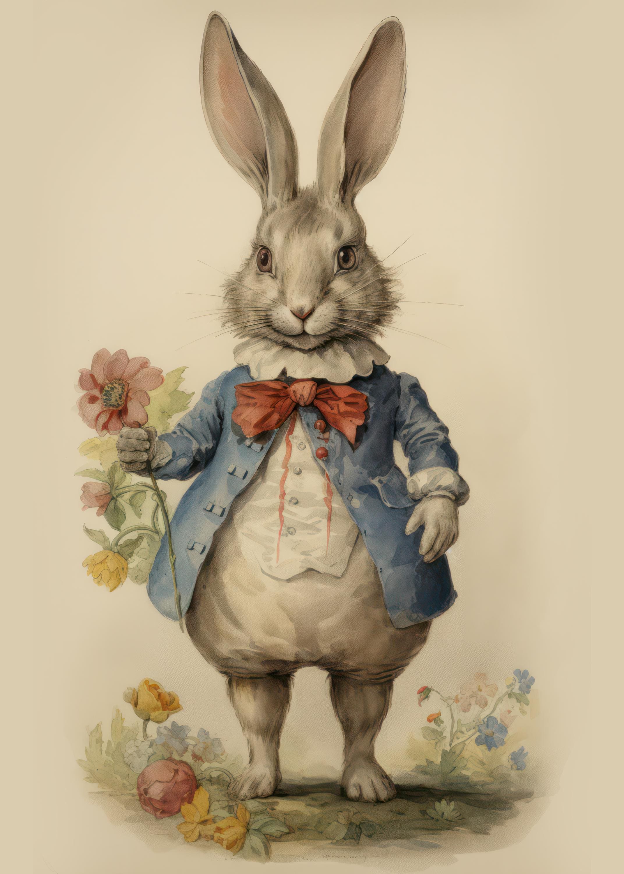 Vintage Rabbit Illustration Digital Download | Storybook Bunny ...