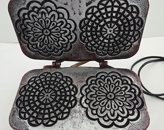 Vitantonio Pizzelle Chef Vajilla eléctrica vintage plateada para gofres