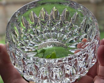 Gorham Althea Crystal Glass Bowl Clear Sunburst Faceted Scalloped Vintage 4.5"