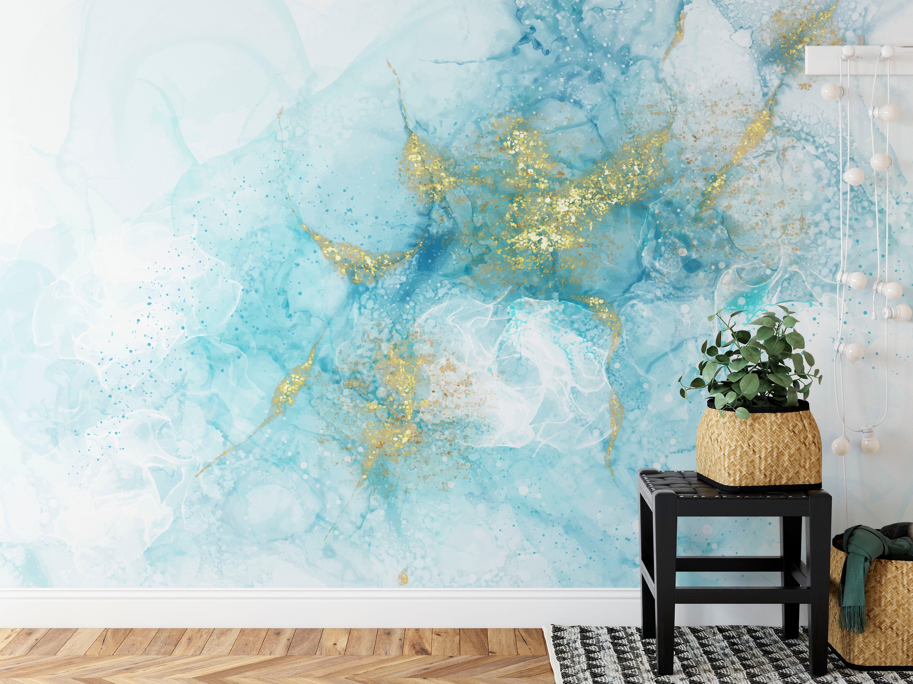  Papel pintado de PVC autoadhesivo pintura azul arte fluido  creativo abstracto pintado a mano textura de mármol despegar y pegar, papel  tapiz extraíble grande mural de pared adhesivo de pared decoración