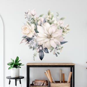 Peony Flower Wall Decal - Flower Wall Decals - Peel and Stick Removable Decals - Floral Mural, Gift For Baby Shower, Baby Girl Room Decor
