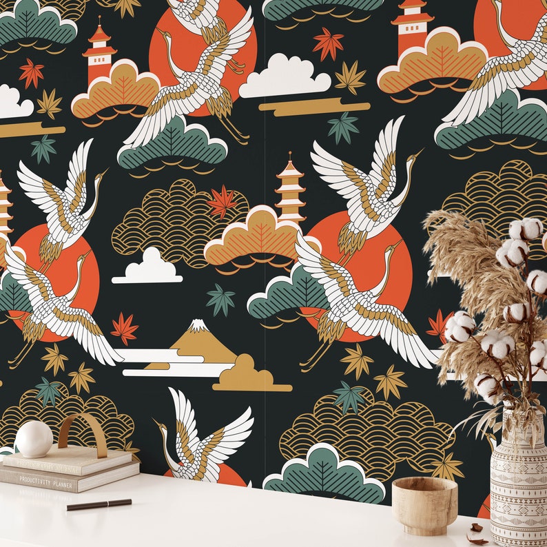 Japanese Style Peel and Stick Wallpaper Modern Wallpaper - Etsy