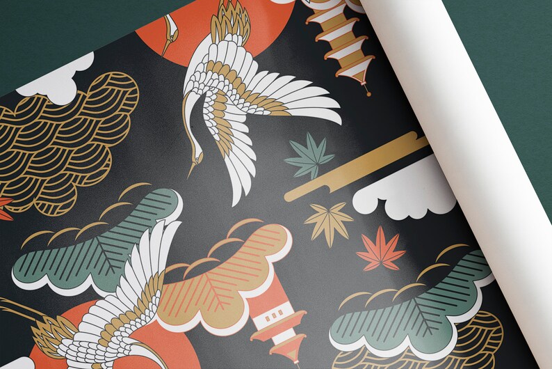 Japanese Style Peel and Stick Wallpaper Modern Wallpaper Etsy