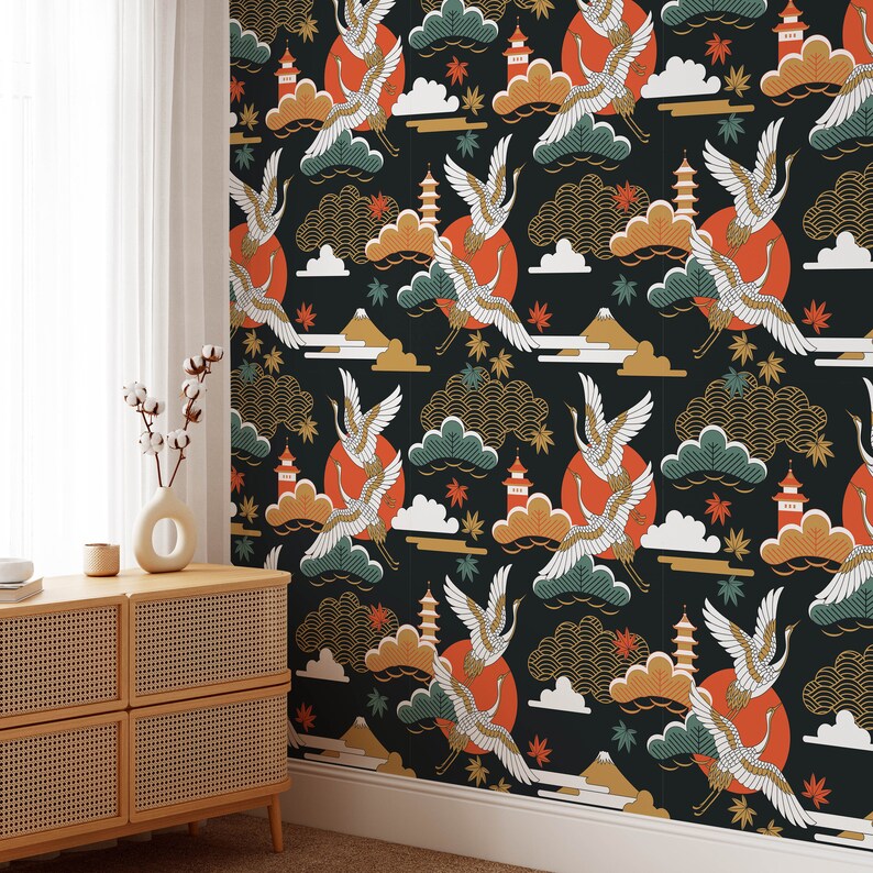 Japanese Style Peel and Stick Wallpaper Modern Wallpaper - Etsy