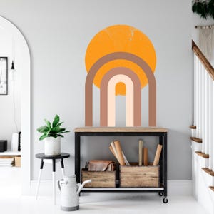 Arch Headboard Wall Decal, Removable Bed Circle Sticker, Boho Arch Sticker, Color Block Wall Decal, Peel And Stick Wall Mural