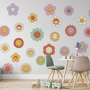 Daisy Wall Decals - Flower Wall Stickers, Nursery Decor, Kids Room Wall Art, Removable Home Decor, Wall decal for Nursery, Baby Shower