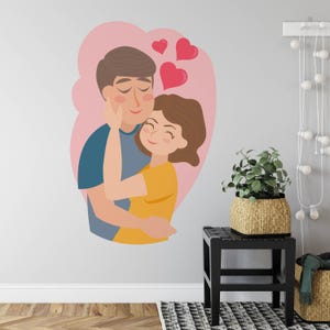 Romantic Couple Vinyl Wall Decal - Peel and Stick Nursery Decor