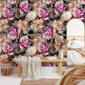 Floral removable wallpaper self adhesive wallpaper, wall paper, peel and stick, contact paper, peel and stick paper, temporary wallpaper