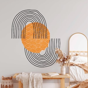 Arch and Circle Wall Sticker - Headboard Wall Decal - Boho Modern Sticker - Color Block Wall Sticker - Geometric Wall Decal, Decor for Home