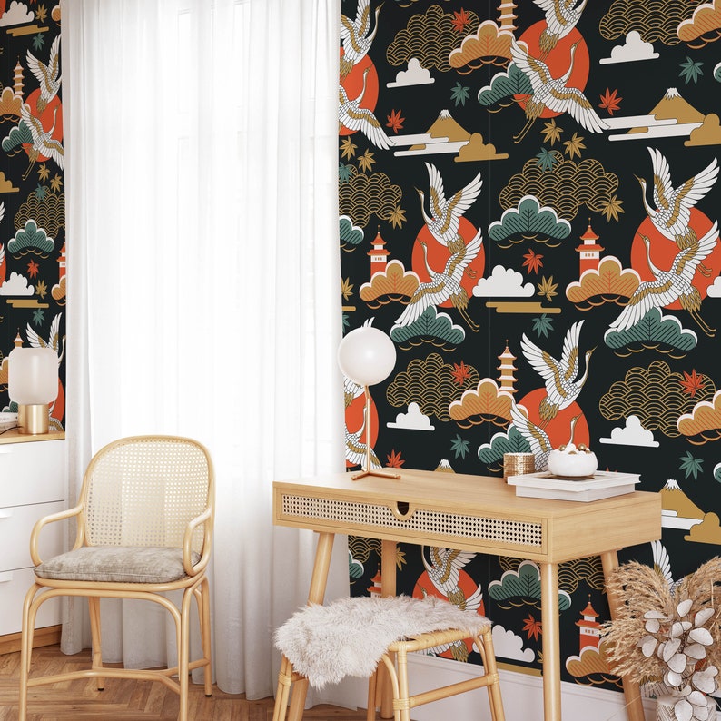 Japanese Style Peel and Stick Wallpaper Modern Wallpaper - Etsy