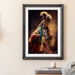 Lakota Sun Dance - Ritual dancing indian native woman, Wall Art print, feathers | Digital Download | spiritual woman, dynamic medicine woman
