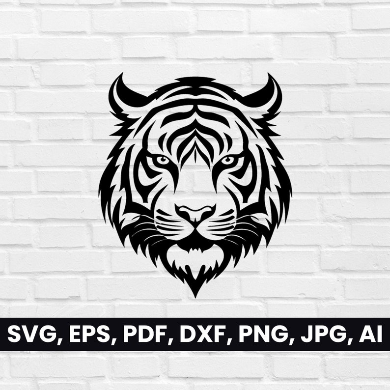 Tiger Head Silhouette Tiger Face SVG Pdf Dxf Png Tiger - Etsy