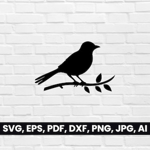 Silueta de pájaro, pájaro SVG, Pdf, Dxf, Png, imágenes prediseñadas de pájaro, logotipo de vector de pájaro, diseño de camiseta, cricut / descarga digital, forma de pájaro blanco negro