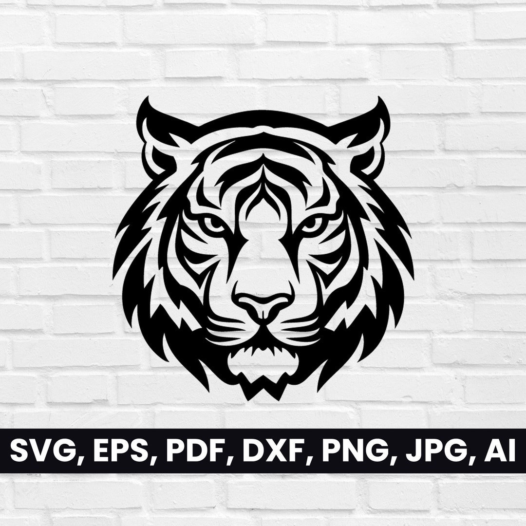 Tiger Head Silhouette Tiger Face SVG Pdf Dxf Png Tiger - Etsy