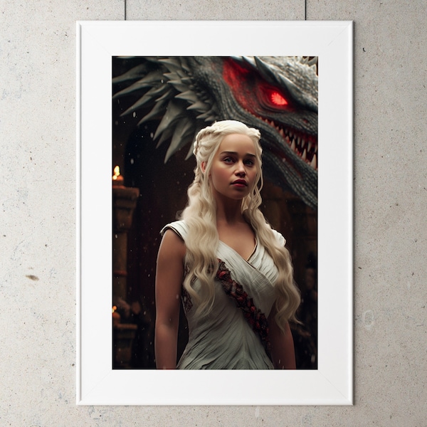 Daenerys Targaryen Game of Thrones Digital | GoT Wall Art Print | Digital Download | Printable | Daenerys Poster Portrait Dragons