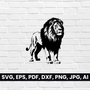 Lion Body Silhouette, Lion SVG, Pdf, Dxf, Png, Lion Clipart, Lion Vector Logo, T-Shirt Design, cricut | Digital Download, Lion Black white
