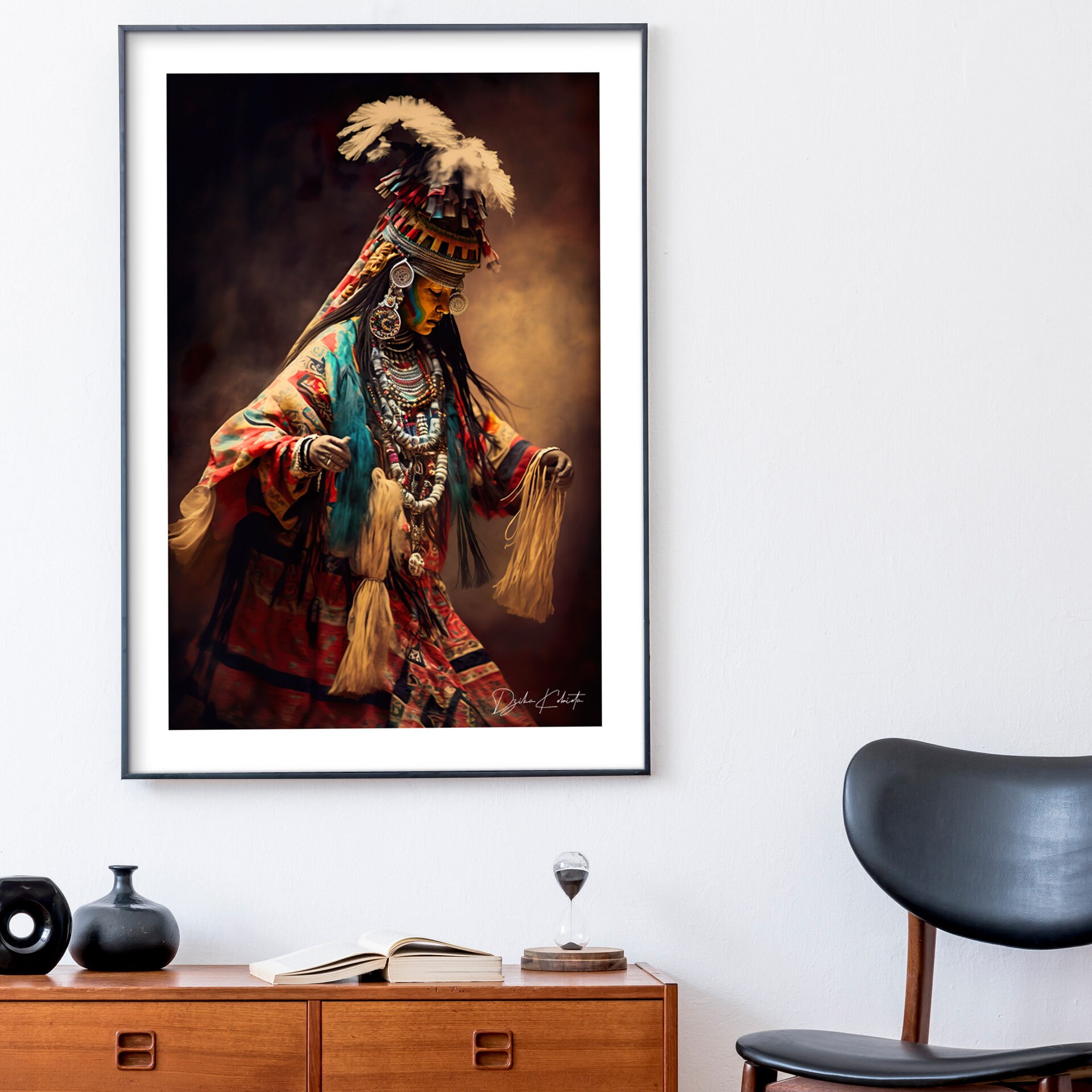 Lakota Sun Dance Ritual Dancing Indian Native Woman, Wall Art Print