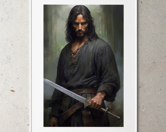 NEW! Aragorn Lord of the Rings Digital | Lotr Wall Art Print | Digital Download | Printable | Aragorn Poster Lord of the Ring Portrait