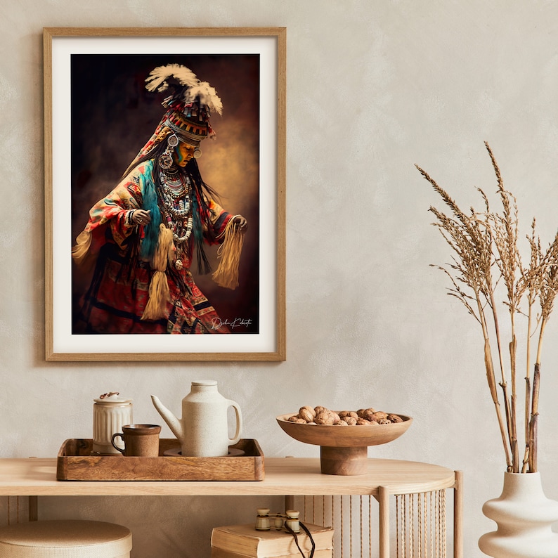 Lakota Sun Dance Ritual Dancing Indian Native Woman, Wall Art Print