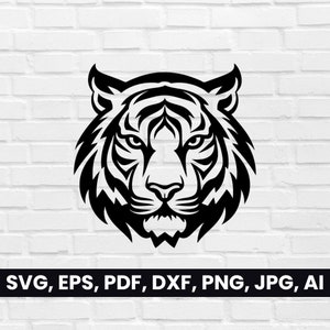 Tiger Head Silhouette, Tiger Face SVG, Pdf, Dxf, Png, Tiger Clipart, Tiger Logo Vector, Symbol cricut, Digital, Tribal Tattoo Mascot Shape