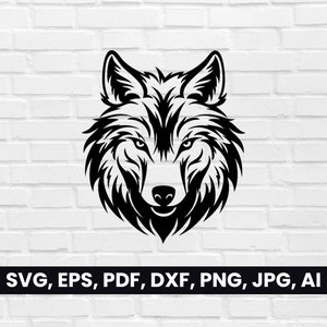 Wolf Head Silhouette, Wolf Face SVG, Pdf, Dxf, Png, Wolf Clipart, Wolf ...