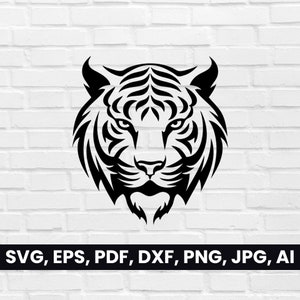 Tiger Head Silhouette, Tiger Face SVG, Pdf, Dxf, Png, Tiger Clipart, Tiger Logo Vector, Symbol cricut, Digital, Tribal Tattoo Mascot Shape