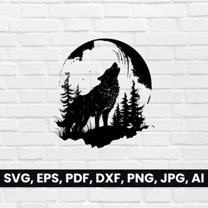 Heulender Wolf Silhouette, Wolf SVG, Pdf, Dxf, Png, Wolf Clipart, Wolf Vektor Logo, T-Shirt Design, cricut | Digitaler Download, Tribal Black