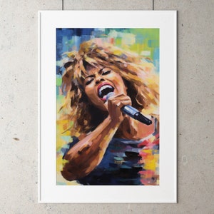 Tina Turner Digital | Tina Turner Wall Art Print | Digital Download | Printable | Tina Turner Poster, Portrait, Live concert singing