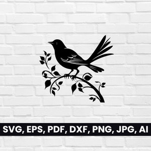 Bird Silhouette, Bird SVG, Pdf, Dxf, Png, Bird Clipart, Bird Vector Logo, T-Shirt Design, cricut | Digital Download, Bird Shape Black white