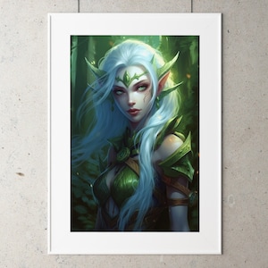¡NUEVO! Elf imprimible Wall Art / World of Warcraft Elf Wall Art Print descargable / Descarga digital / Imprimible / WoW Elf Decor Mujer