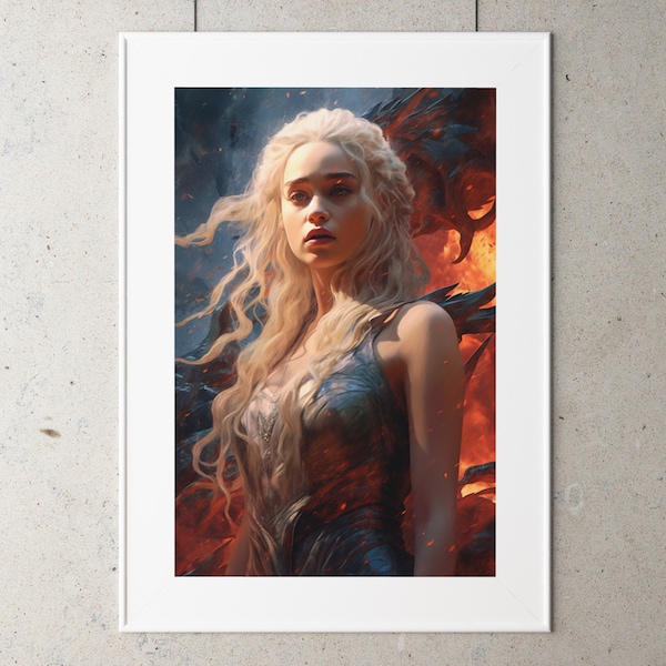 Daenerys Targaryen Game of Thrones Digital | GoT Wall Art Print | Digital Download | Printable | Daenerys Poster Portrait Dragon