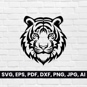 Tiger Head Silhouette, Tiger Face SVG, Pdf, Dxf, Png, Tiger Clipart, Tiger Logo Vector, Symbol cricut, Digital, Tribal Tattoo Mascot Shape