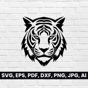 Tiger Head Silhouette, Tiger Face SVG, Pdf, Dxf, Png, Tiger Clipart, Tiger Logo Vector, Symbol cricut, Digital, Tribal Tattoo Mascot Shape