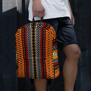 Sac à dos à motif africain cartable ethnique Kente inspiré d'Ankara multicolore