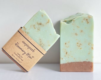 Handcrafted Aloe Vera Soap, Rosemary and Mint, 5.5 oz