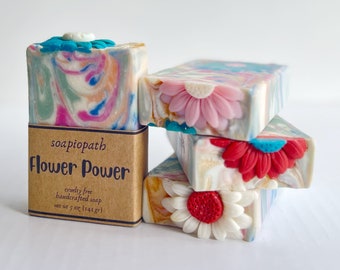 Handcrafted Aloe Vera Soap, Flower Power, 5 oz