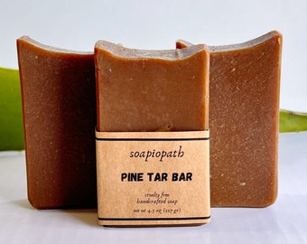 Aloe Handmade Pine Tar Soap Bar with Aloe Vera & Coconut Oil