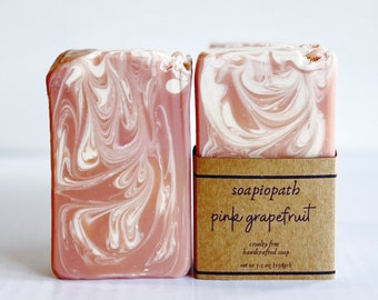 Pink Grapefruit Handcrafted Soap, Essential Oils, Natural Colors,  5.5 oz