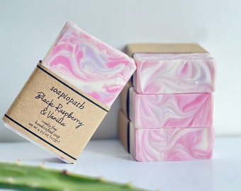 Handcrafted Soap, Aloe Vera Soap, Raspberry Vanilla 4.5 oz.