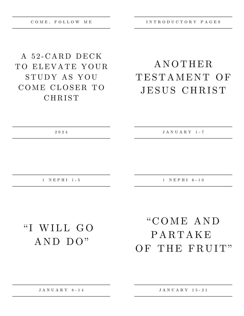 Come, Follow Me 2024 Study Cards Etsy