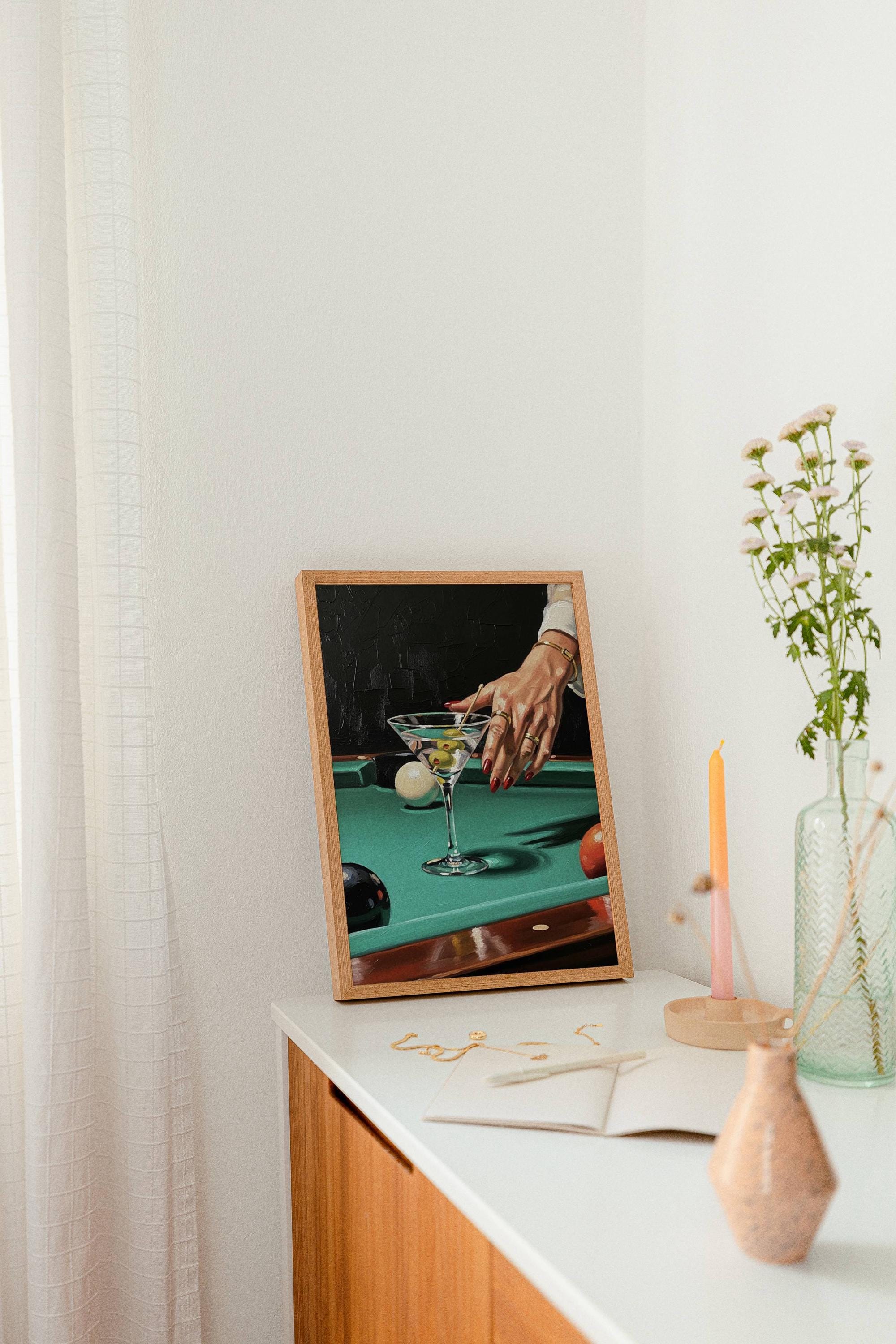 Pooltableart Vintage Martini Pool Table Art Print, Retro Bar Decor (digital Download ...