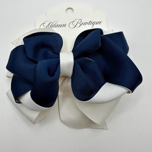 Navy and White Back-to-School Hair Bow, Girls Uniform Bow, School, Navy School Bow