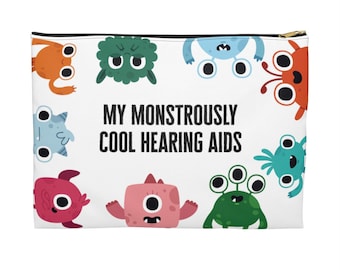 Monster Themed Bag for Deaf Child Hard of Hearing Gift My Monstrously Cool Hearing Aids Bag Cute Deaf Bag for Child Deaf Humor