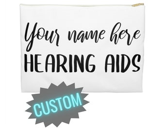 Personalized Hearing Aid Accessory Bag, Hearing Aid Case, Deaf Gift, Hearing Aid Zipper Pouch, Hearing Aid Storage, Personalized Deaf Gift