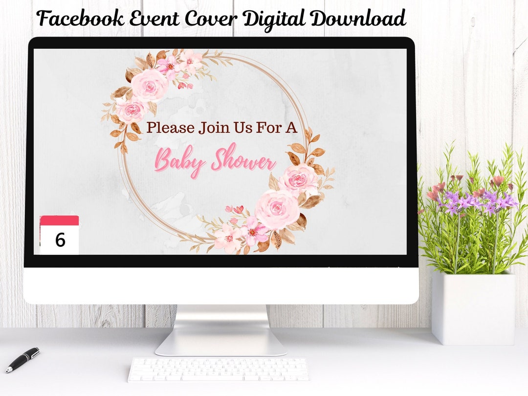 Girl Baby Shower Invitation, Floral Baby Shower Cover Photo, Baby