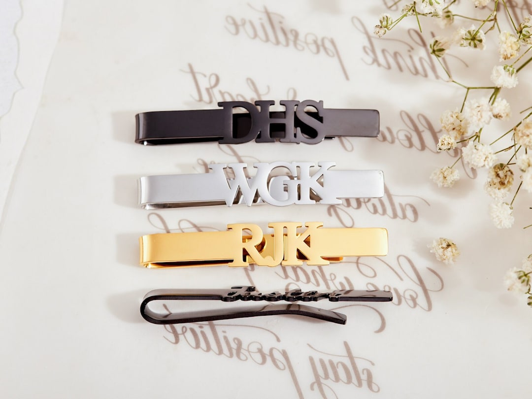 Custom Tie Clips,personalized Tie Clips,groomsman Tie Bar,wedding Tie