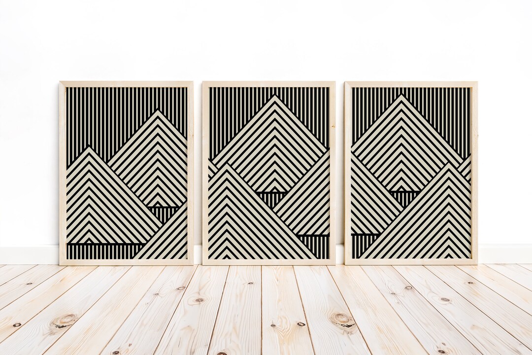 Wall Art Set of 3 Abstract Boho Art DIGITAL Art Prints Mid Century Wall ...