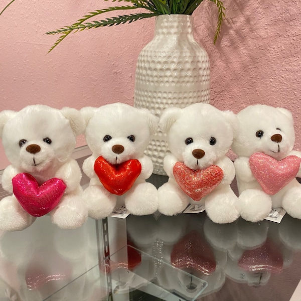 Small bear holding heart plush