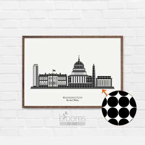 Washington DC Wandkunst Reise Wandkunst District of Columbia Wohnzimmer Dekor Art Circle Art Poster Digital druckbarer Download #CA14