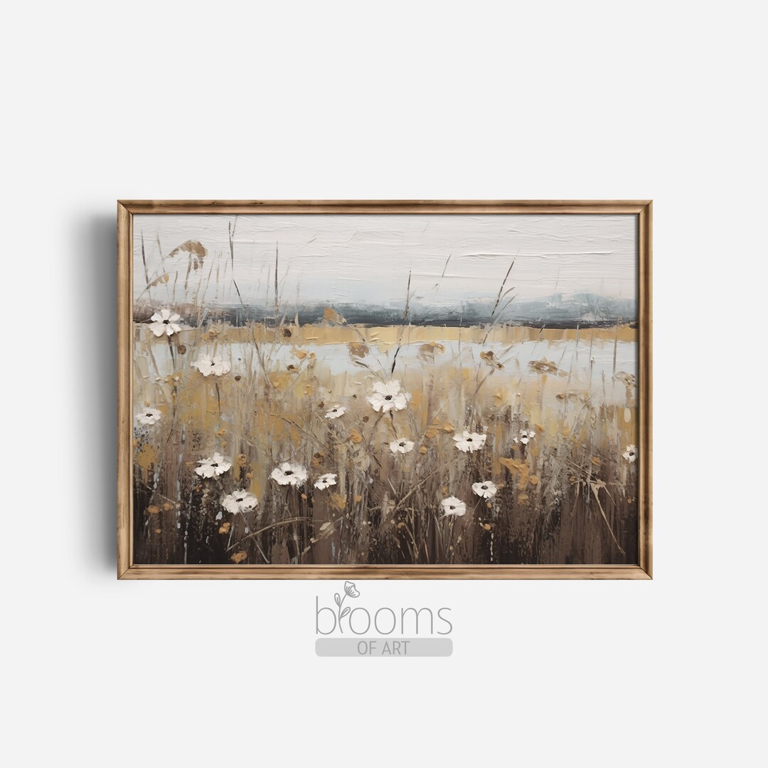 Printable Wildflower Field Landscape Oil Painting Flower Meadow Vintage ...